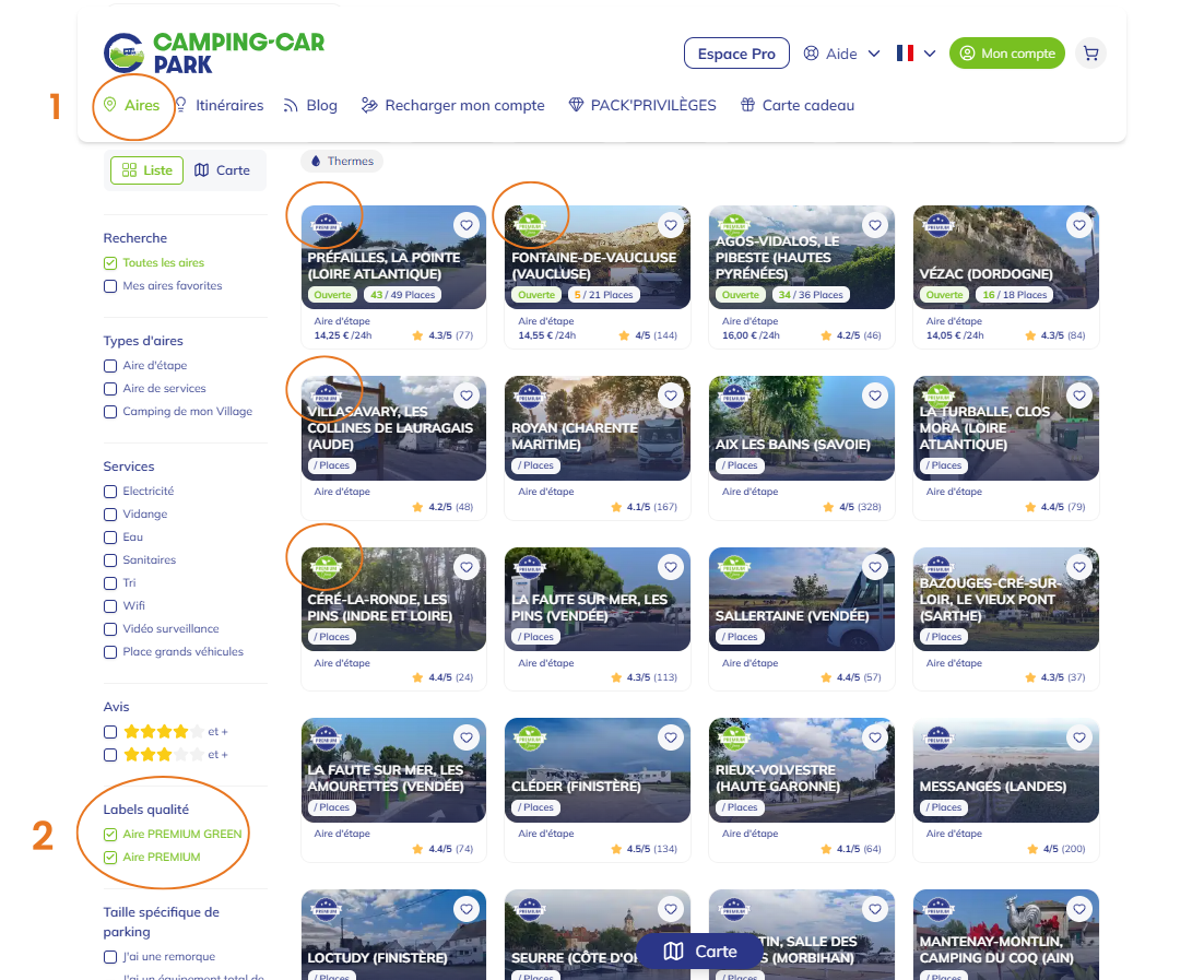 Labels aires CAMPING-CAR PARK